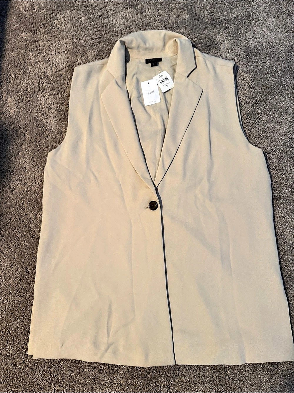 J.Jill Wearever Collection Contrast Trim Vest in Cream Size Medium NWT